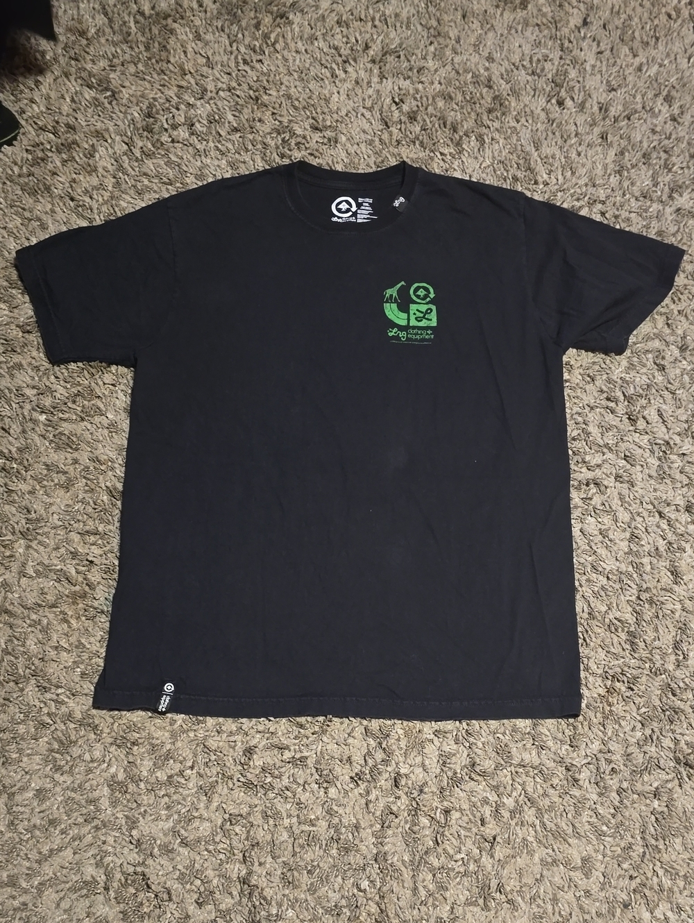 Black LRG Short-Sleeve Crewneck Tee with Green Chest Graphic